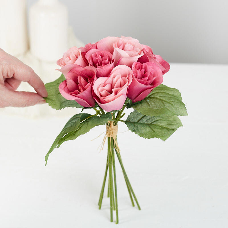 Set of 2 Mauve Pink Artificial Rose 9-1/2″ Floral Bundles