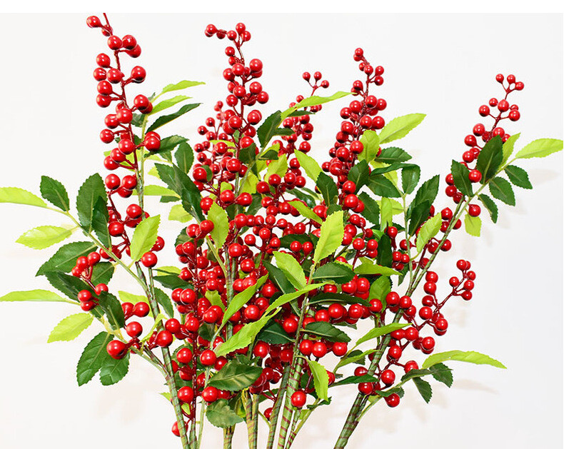57cm Christmas Red Berry Holly Branch Pine Cone Artificial Flower Xmas Decor NEW