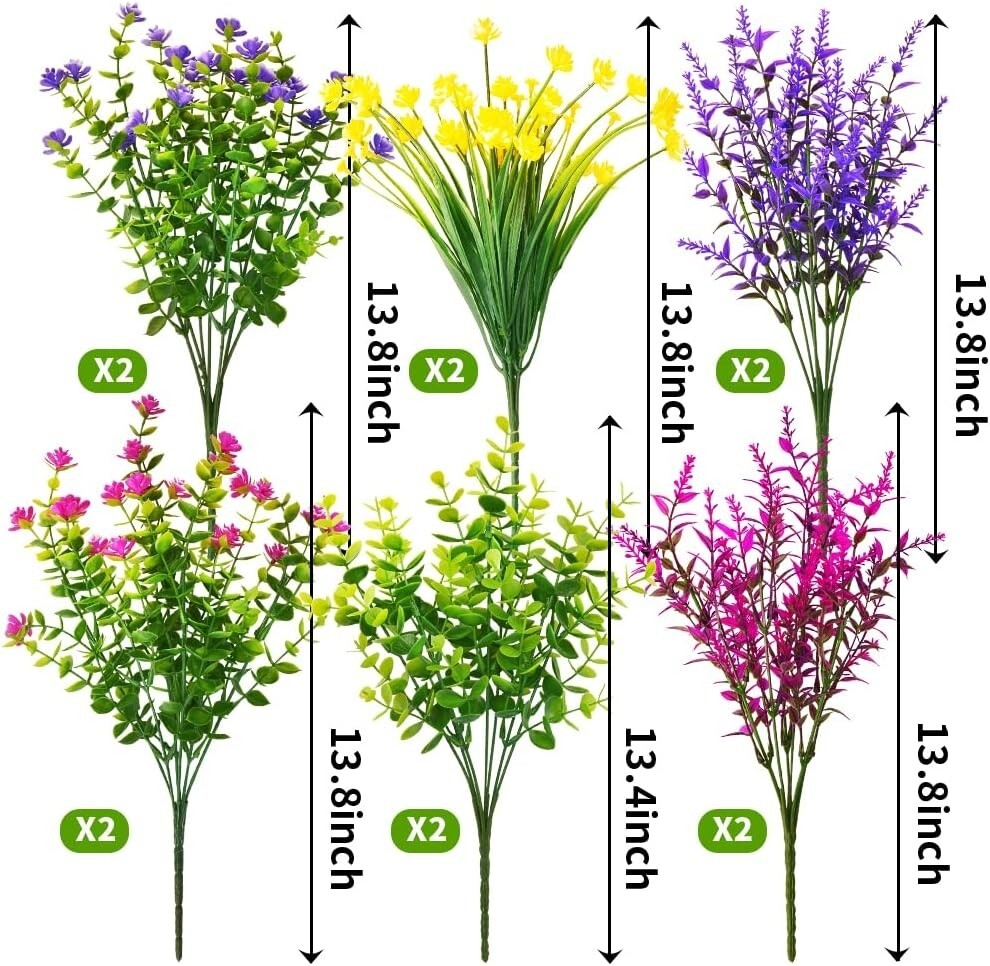 12 Paquetes De Flores Artificiales Para Exteriores Resistentes A Los Rayos UV US