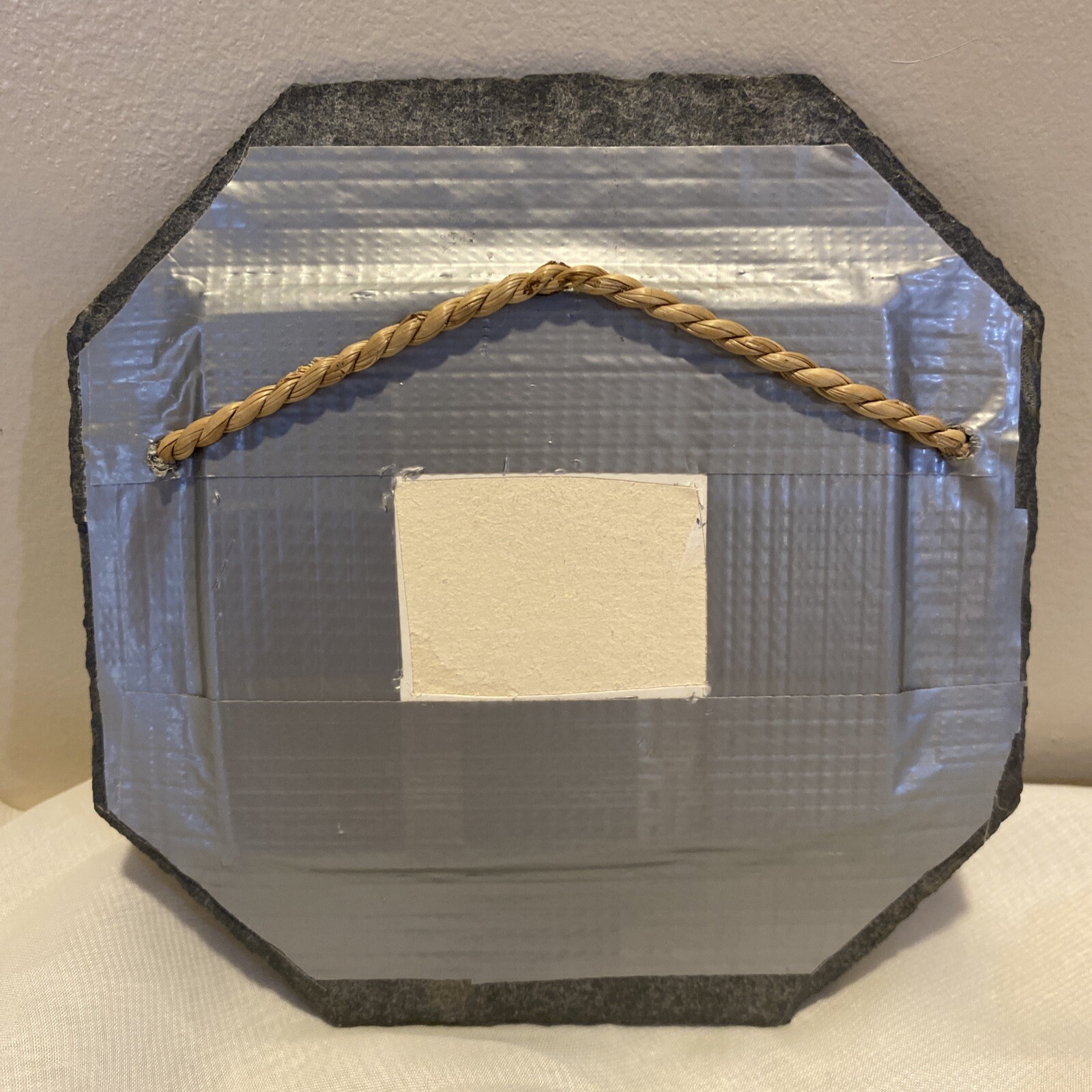 Vintage Pressed Flowers in Slate Frame Signed Moher Small Octagon Earth Elements