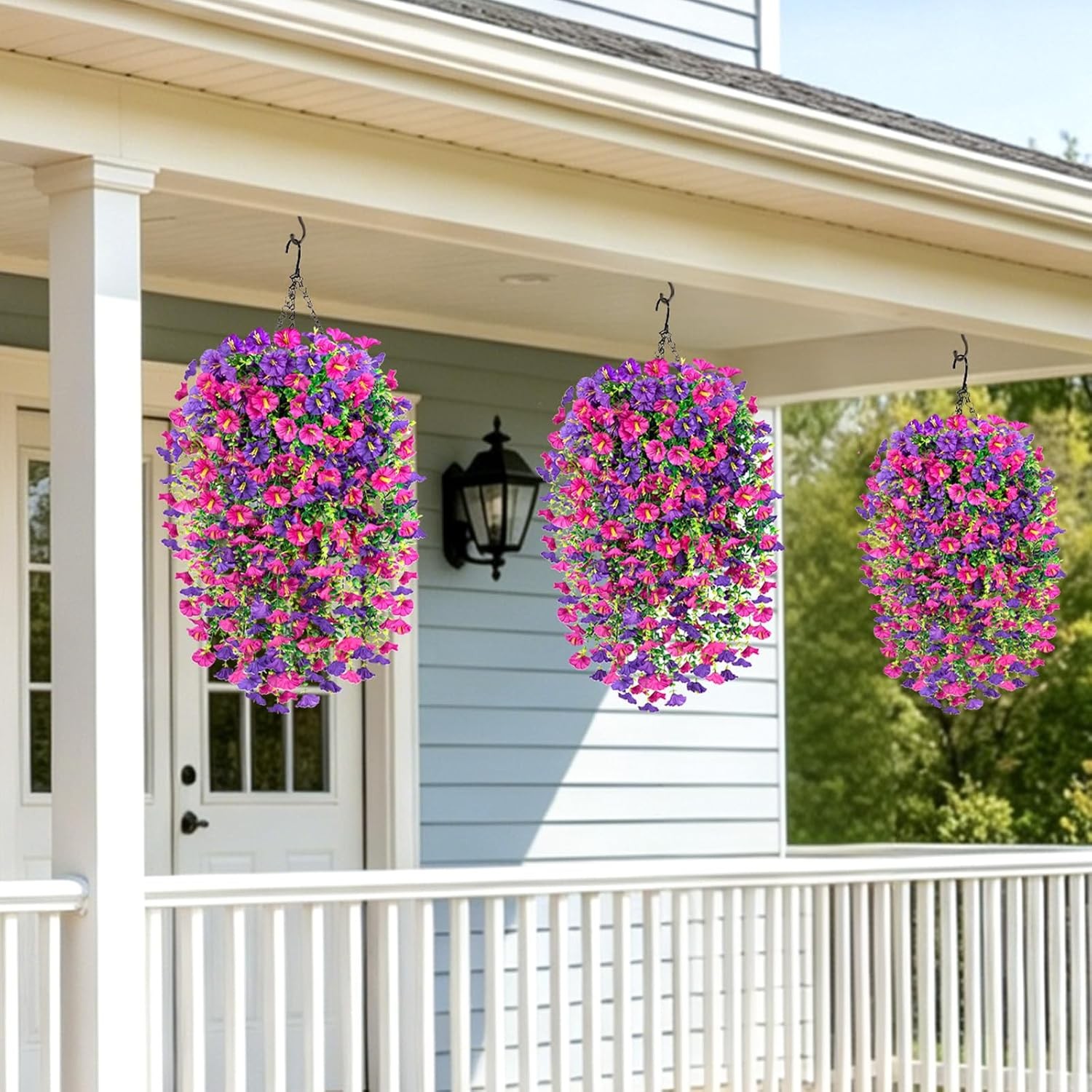 Artificial Flowers for Outdoors, 6-Pack 420 Blooms UV Resistant Hanging Morning