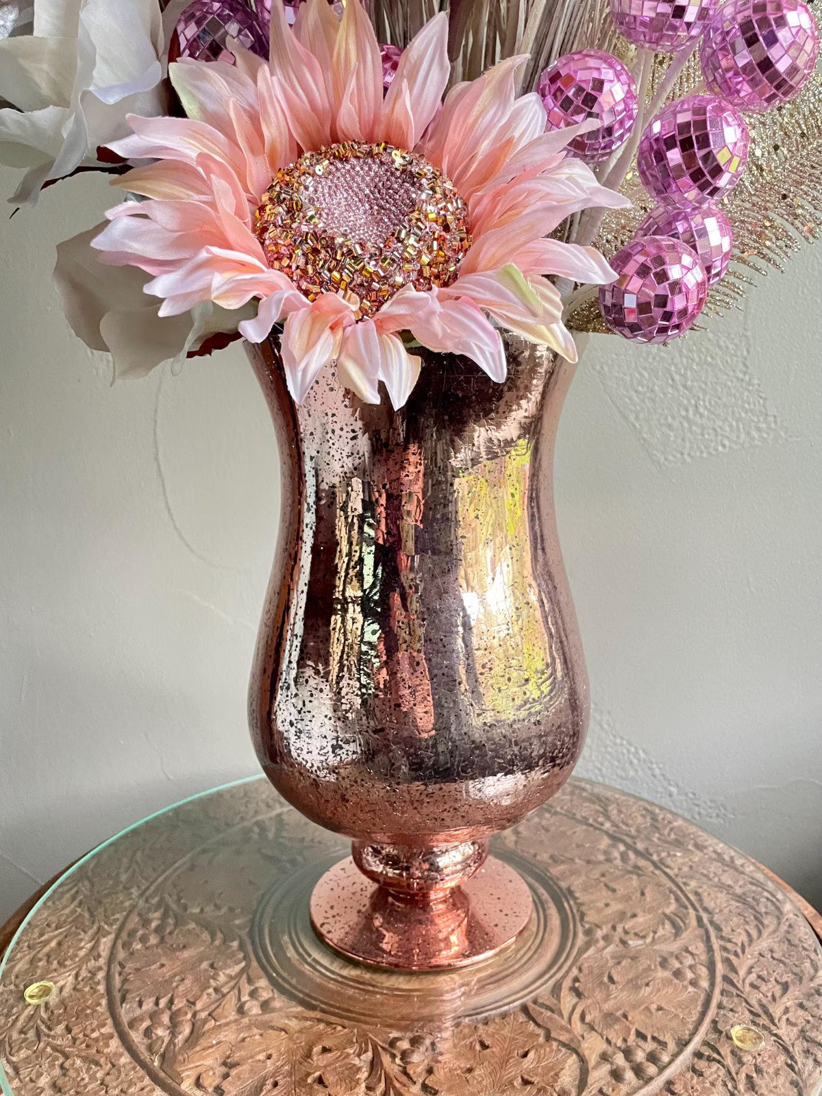 Pink Sunflower Centerpiece Chic Disco Living Dining Room Decor Bedroom Accent