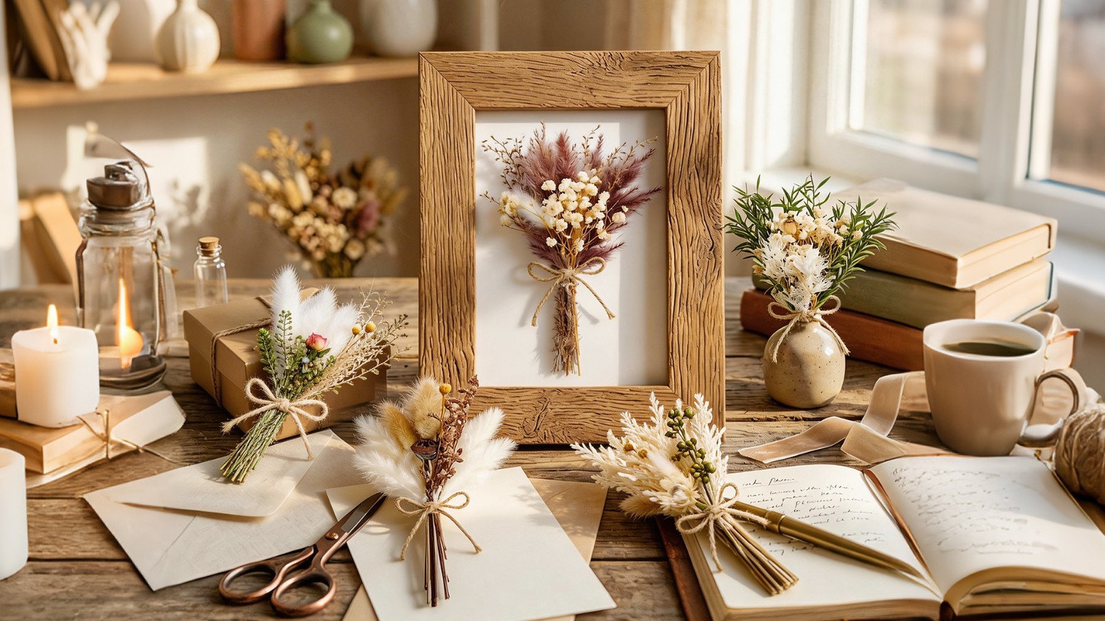 12/24PCS Mini Dried Flower Bouquets – Natural Wildflowers for Vase Decor, Weddin