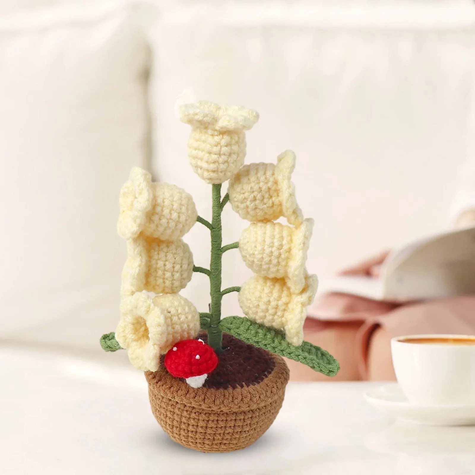 LED Crochet Lily of the Valley Flower Pot Mother’s Day Gift