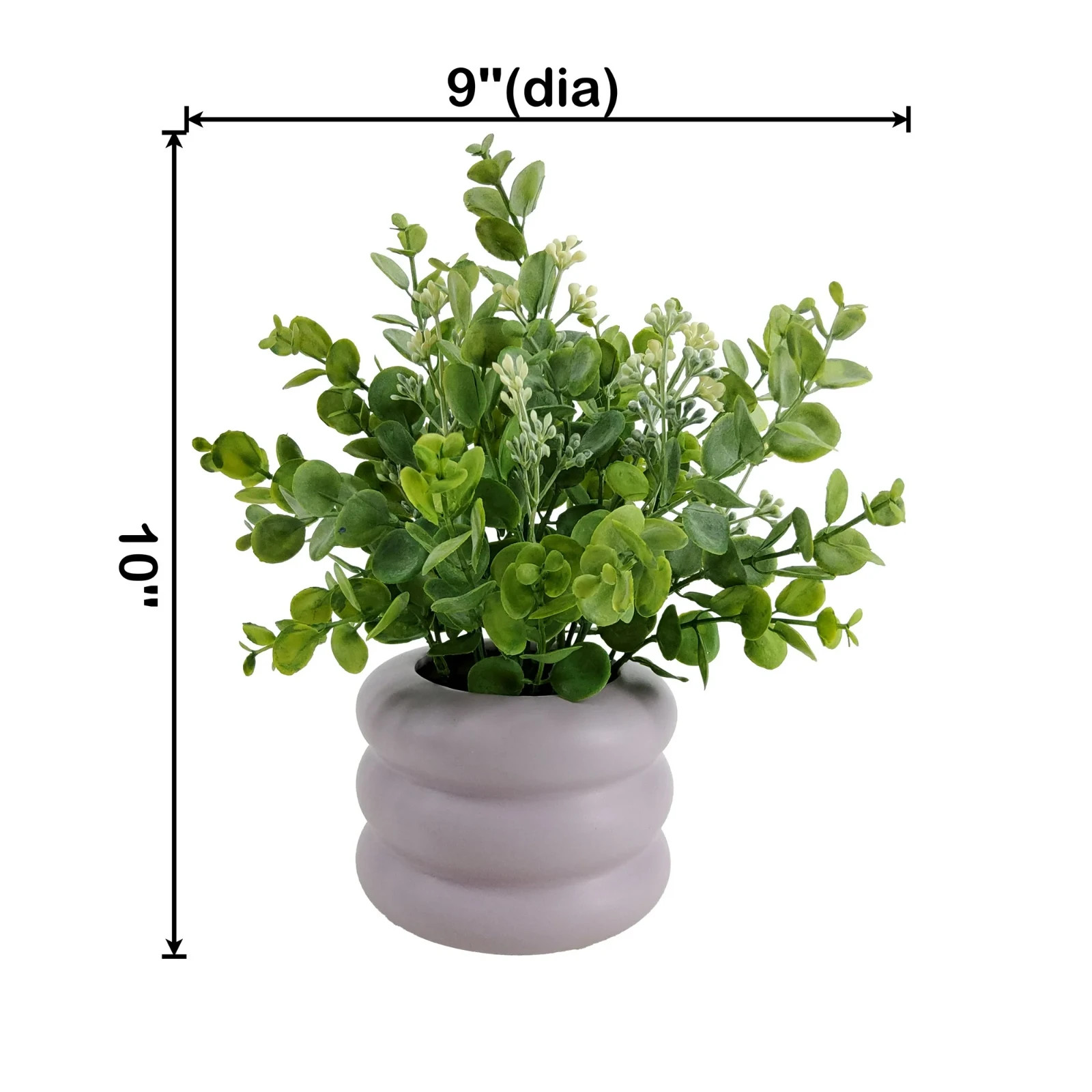 Mainstay 10″ Indoor Artificial Greenery Seeded Eucalyptus Plant in Lilac Pot