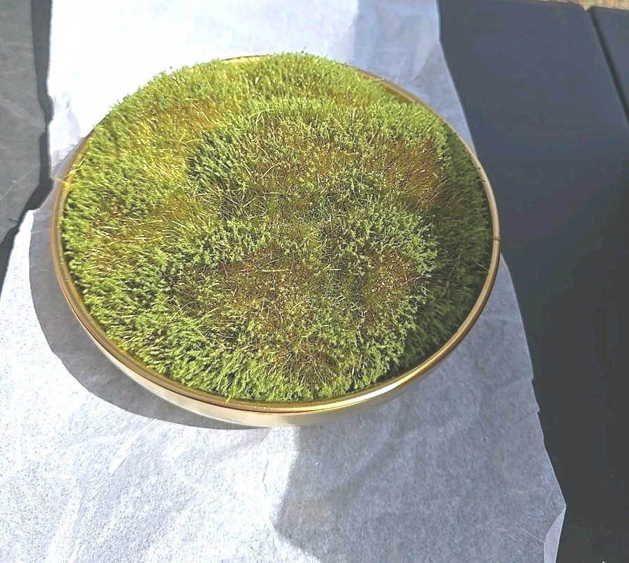 13023 Faux Floral Decor Moss in Gold Ceramic Bowl Indoor Tabletop New