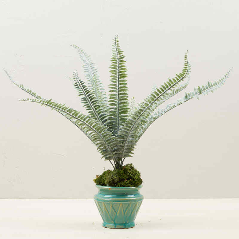 Factory Direct Craft Vinyl Flocked Green Fern Bushes for Decor – 2 Bushes