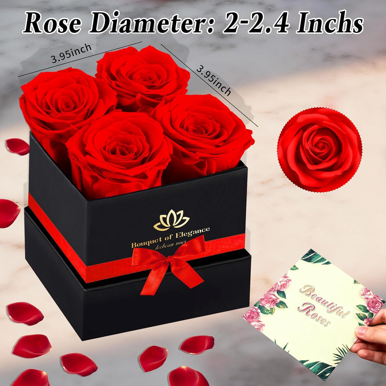 Forever Flowers Roses in a Box,Real Preserved Flowers,Preserved Roses,Preserved