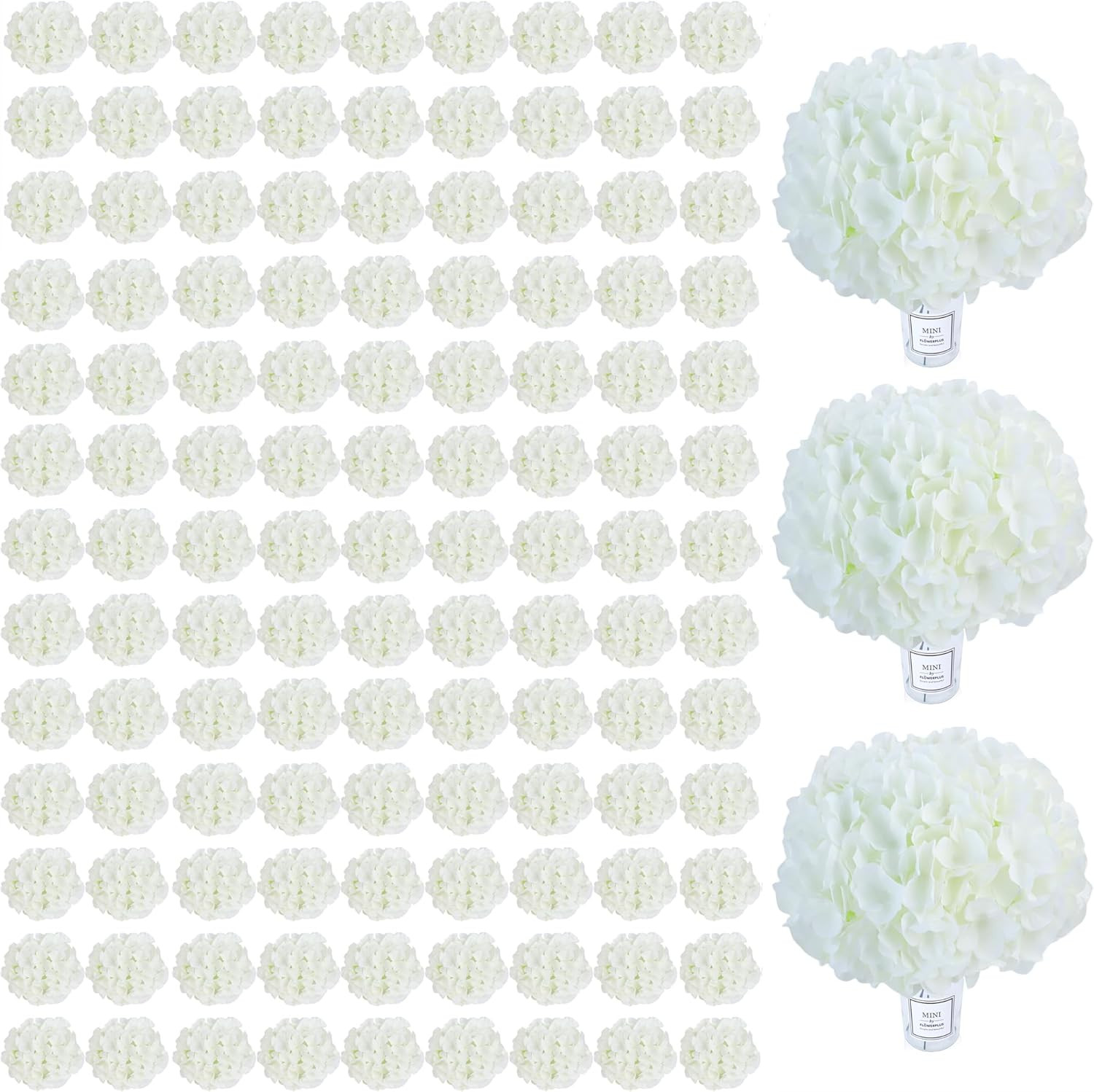 Ivory Hydrangea Artificial Flowers – 105Pcs Bulk for Wedding & Home Decor