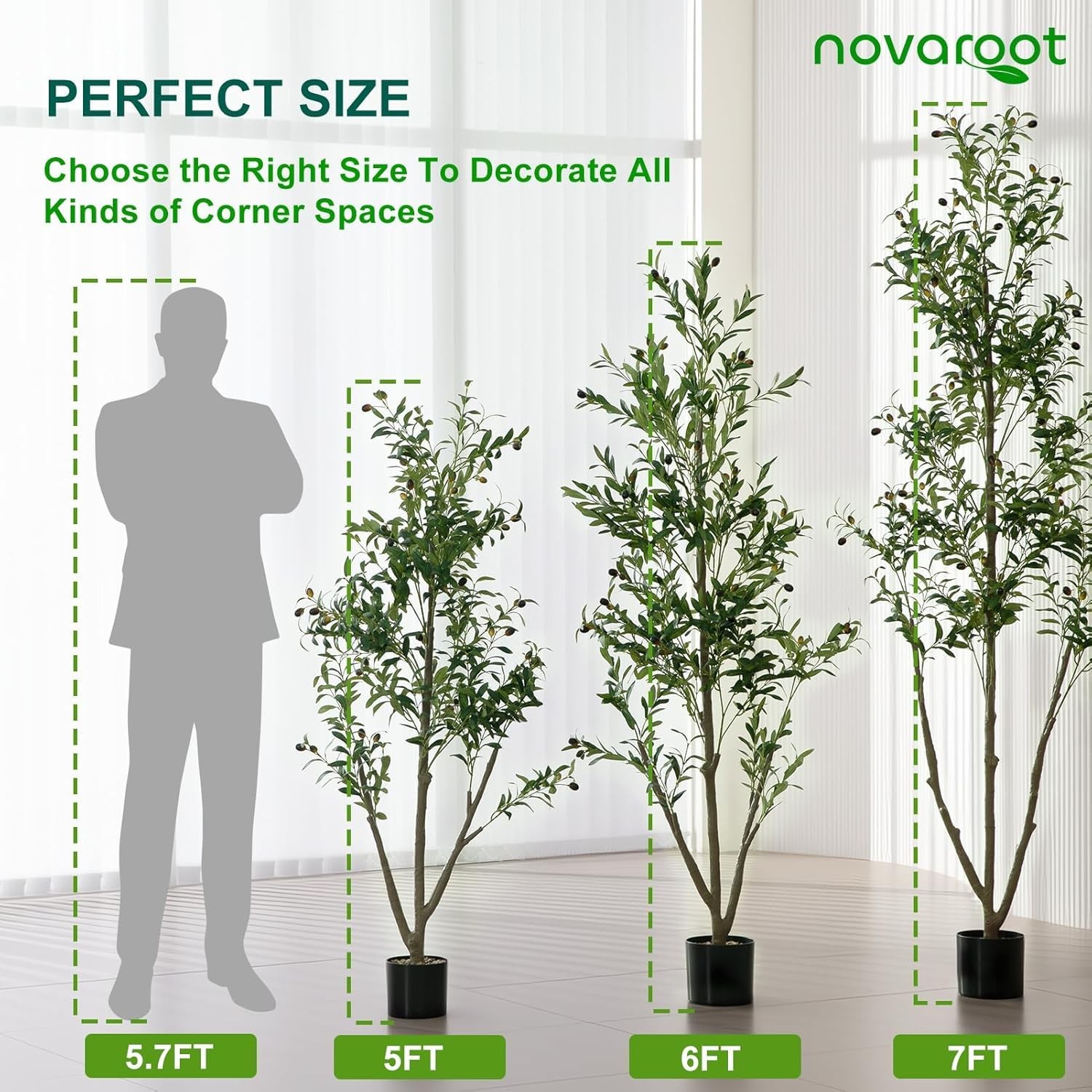 Olive Trees Artificial Indoor, 7FT Tall Faux Olive Tree with Moss and Planter…