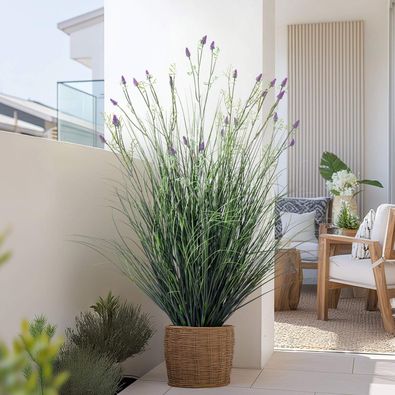 Lifelike Fake Lavender Faux Plastic plantas Synthetic Pampas Grass Indoor Out…