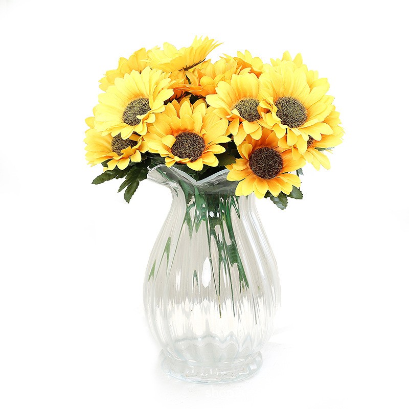 26 Head Artificial Decor Sunflower Silk Fake Flowers Bouquet Bridal Home Garden