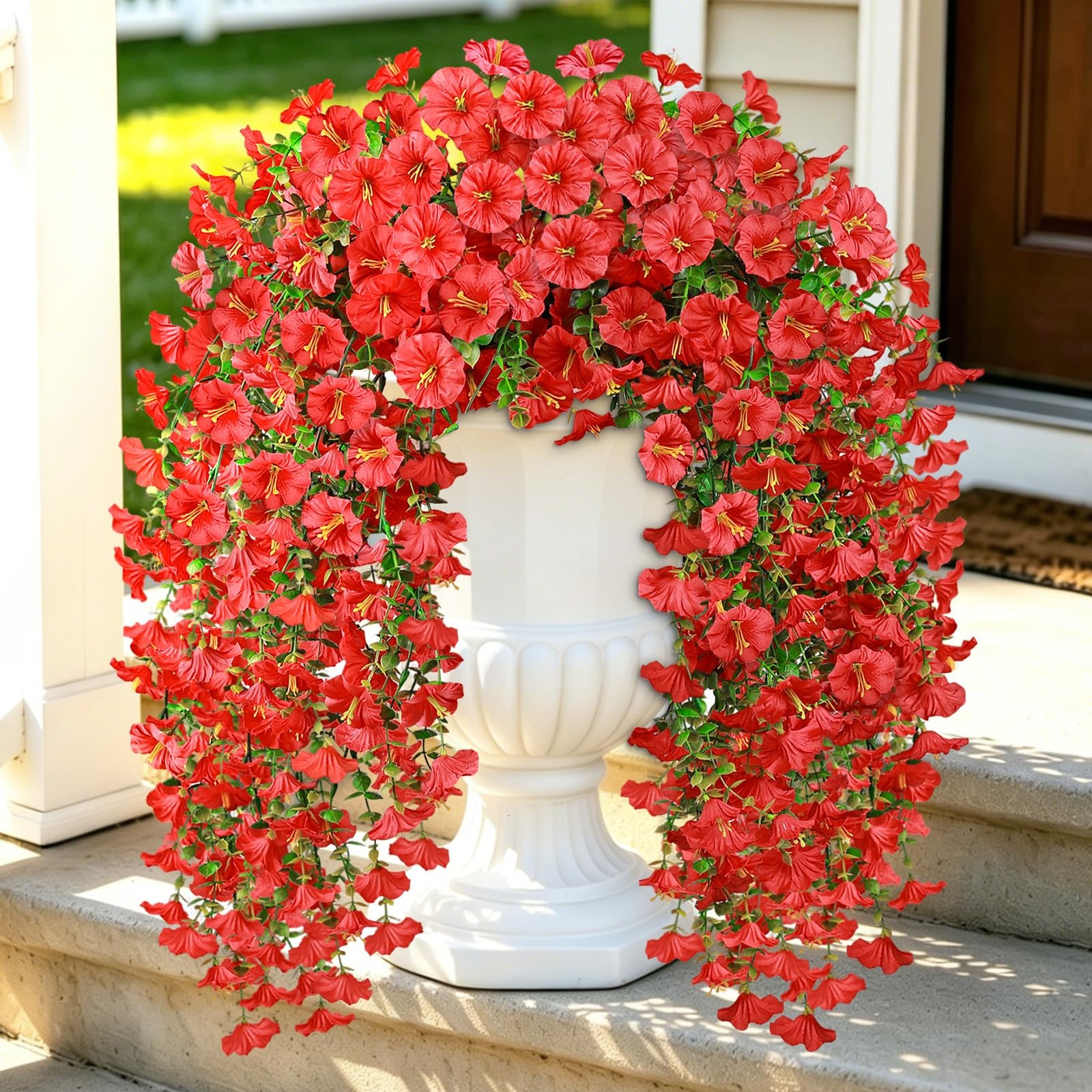 Artificial Flowers for Outdoors, 6-Pack 420 Blooms UV Resistant Hanging Morni…