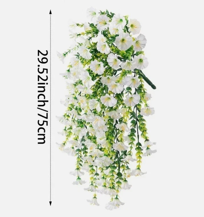 VALUE! 2PCS Artificial Morning Glory Vines UV Resistant Hanging Flowers Outdoor