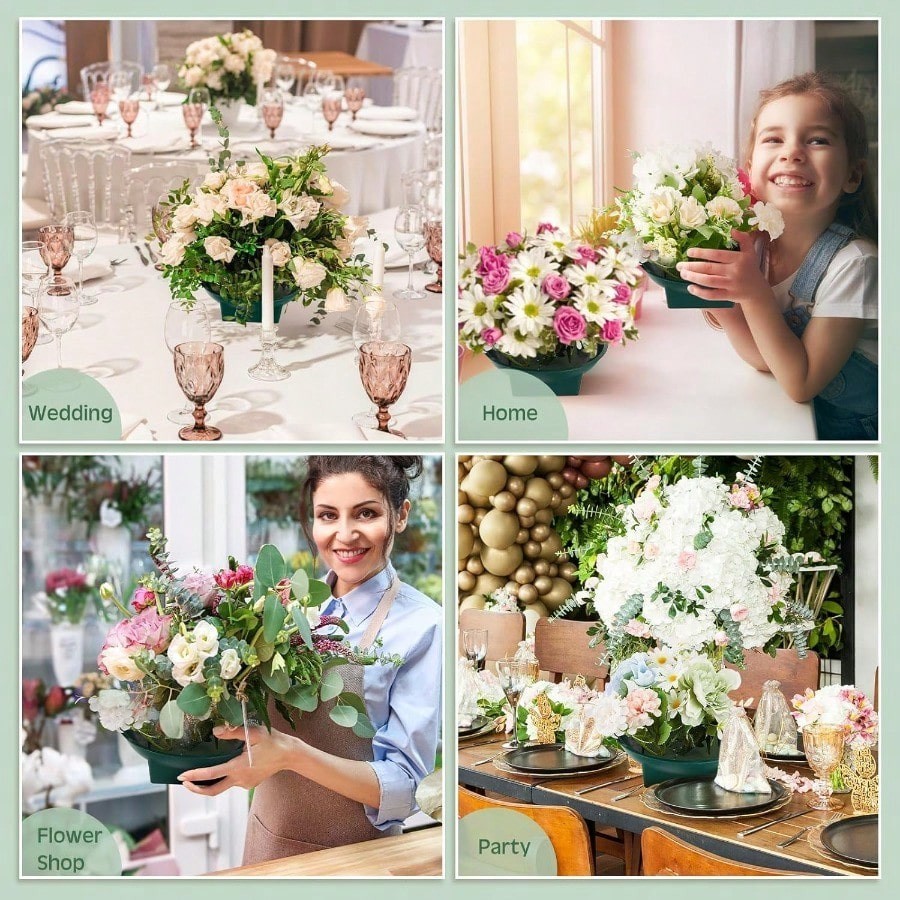 48 Pack 6.3″ Floral Foam Bowls Kit Flower Arrangement For Wedding Party Table