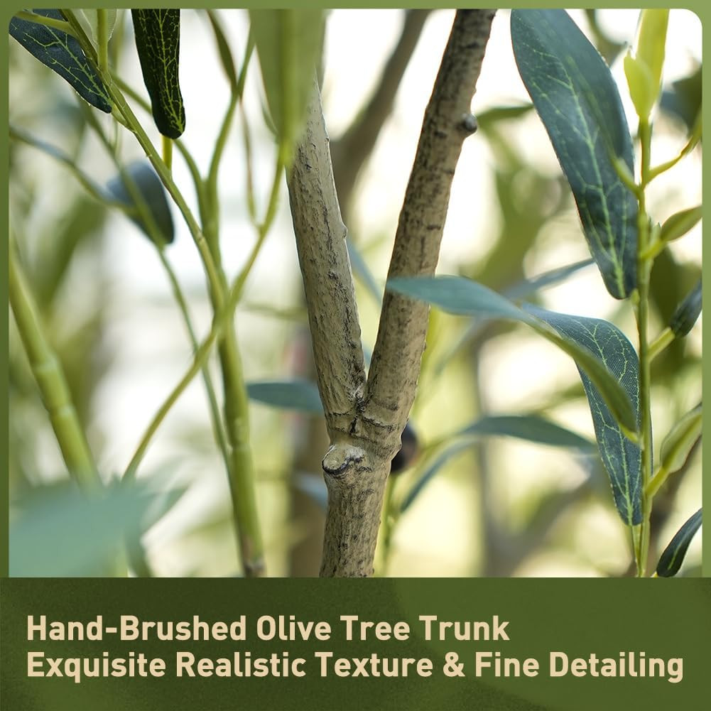 Olive Tree Artificial Indoor 6Ft – UV Resistant Large Fake Plants Realistic Faux