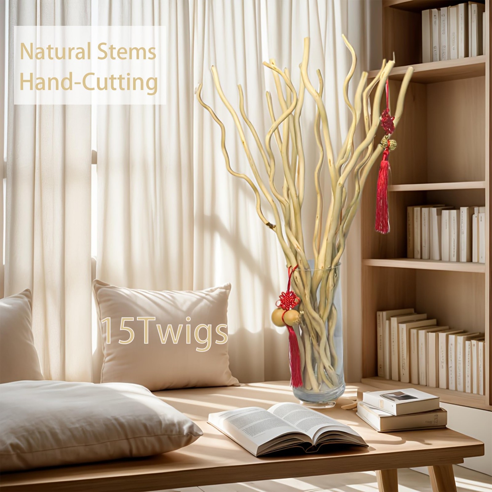 15 PCS Dried Birch Twigs 17 Inch Natural Branches For Vases DIY Decor
