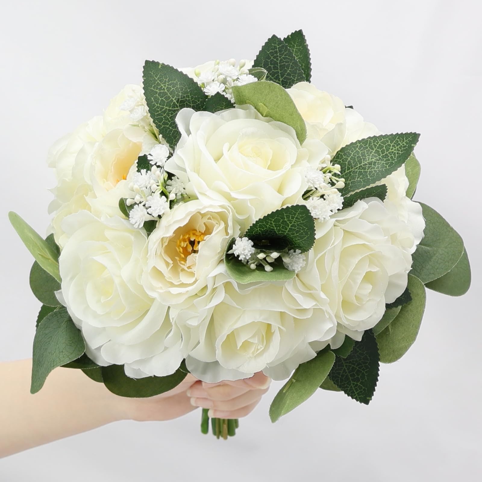11 Inch White Bridesmaid Bouquets Artificial Flowers Wedding Bridal Shower