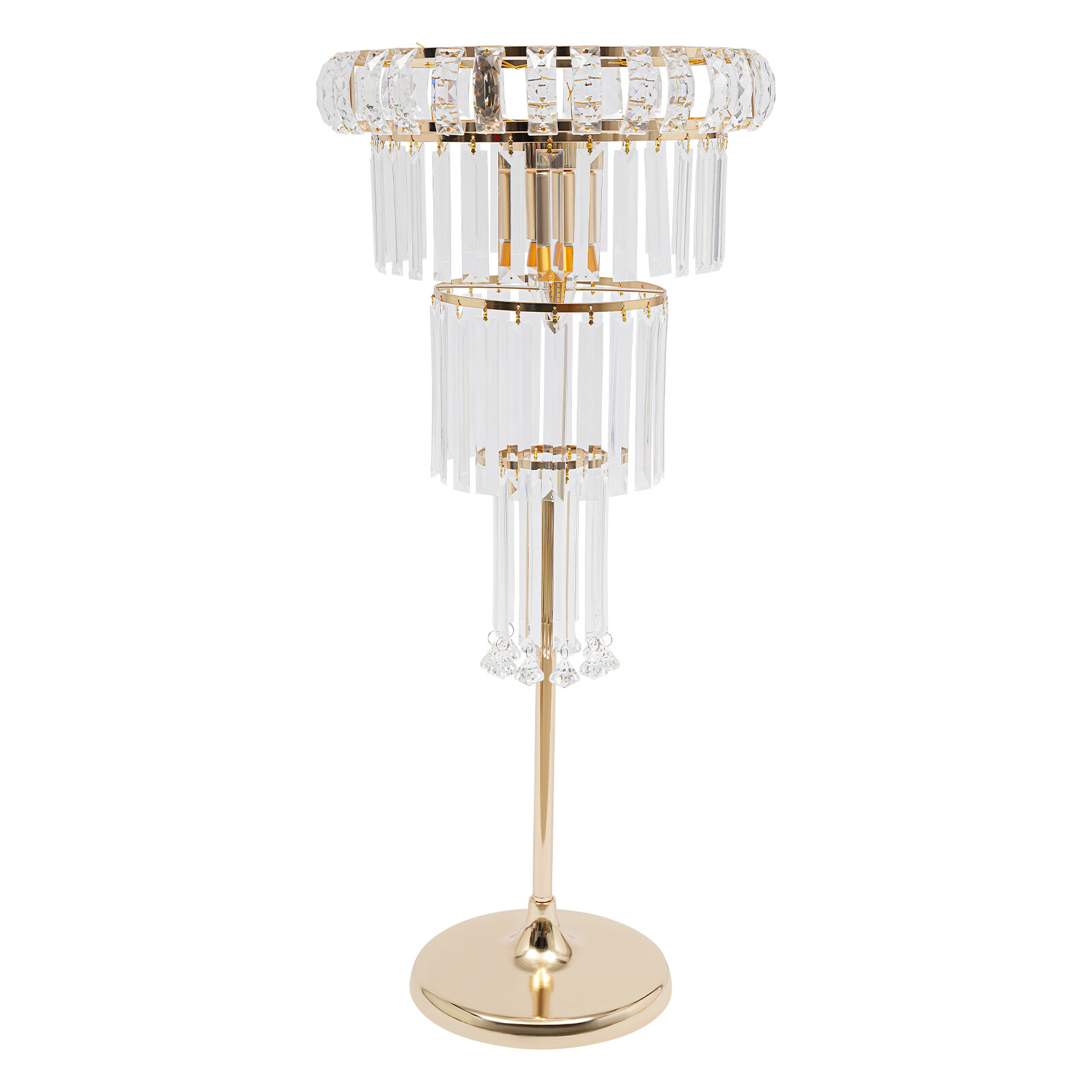 4 Tier Gold Flower Stand Wedding Party Flower Stand 2*LED Centerpiece Decor