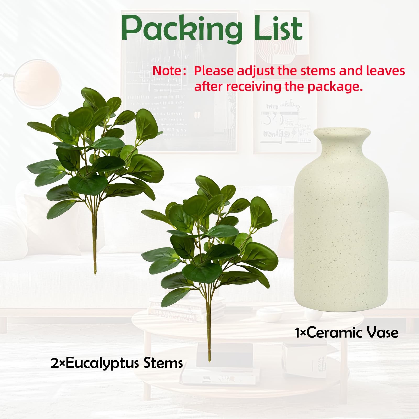 Small Fake Plant in Ceramic Pot, Eucalyptus Potted Artificial Plants Indoor 1…