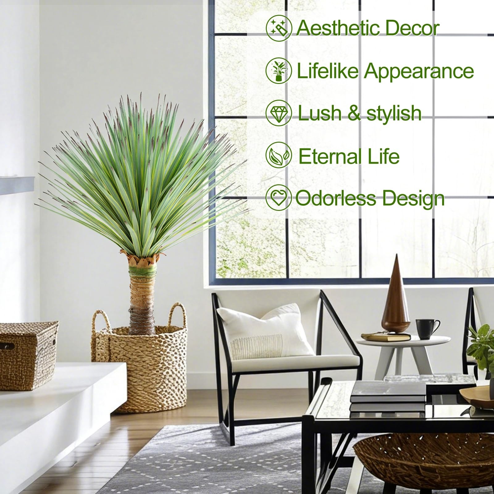 2.5ft Artificial Agave Plant with 200 Leaves,30inch Faux Floor Plant Large Fa…