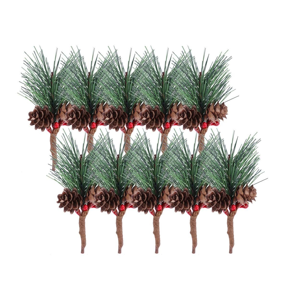 10 PCS Artificial Pine Picks Berries Small Tree Christmas Wreaths Holiday