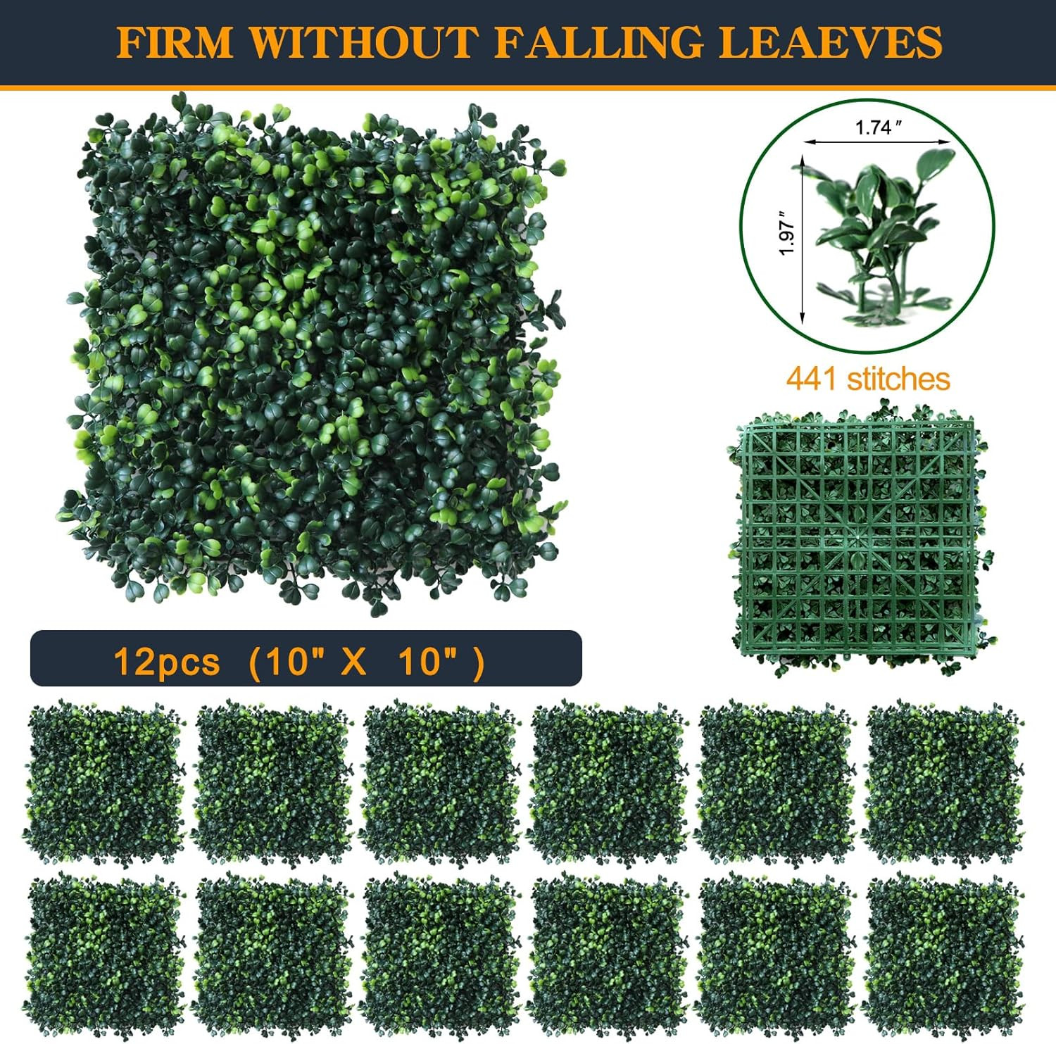 Grass Wall Panels 12 Pcs 10″X 10″ Grass Wall Backdrop Panels Artificial Boxwood