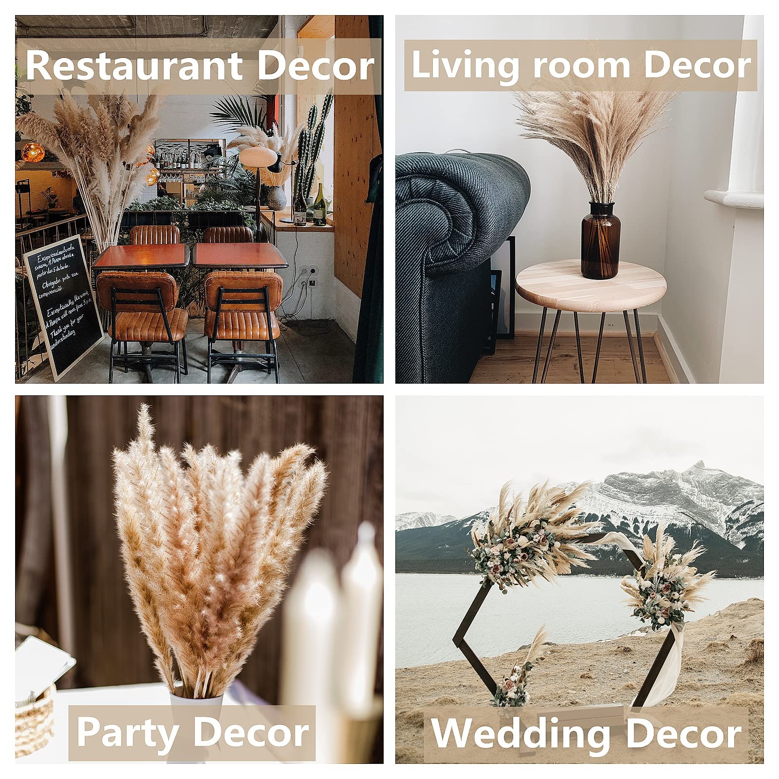 110 PCS Dried Pampas Grass Bouquet, Boho Table Decor, Bunny Tails Dried Flowe…