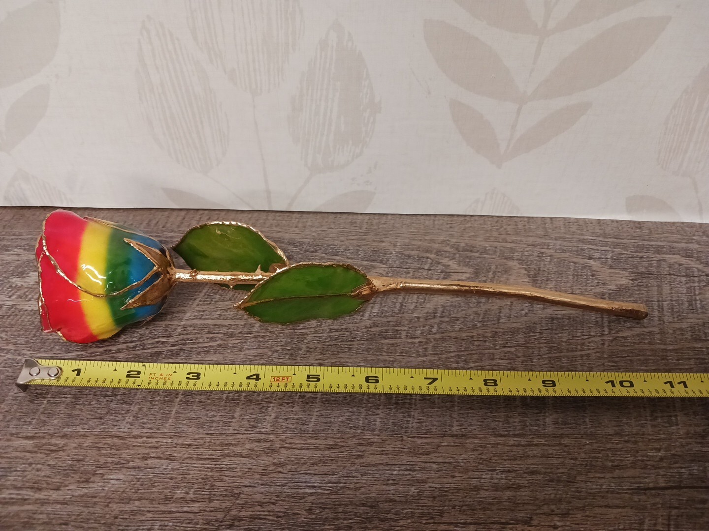 A Genuine Real Rainbow Colored Rose Hand Dipped In Lacquer And Trimmed In 24k…