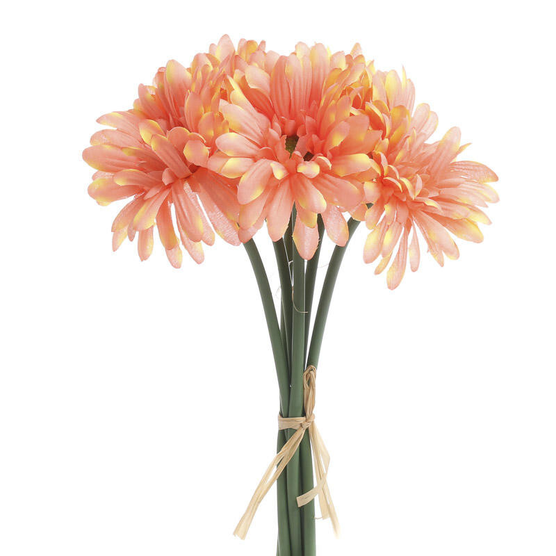 Set of 2 Peach Artificial Gerbera Daisy 10-1/2″ Bundles