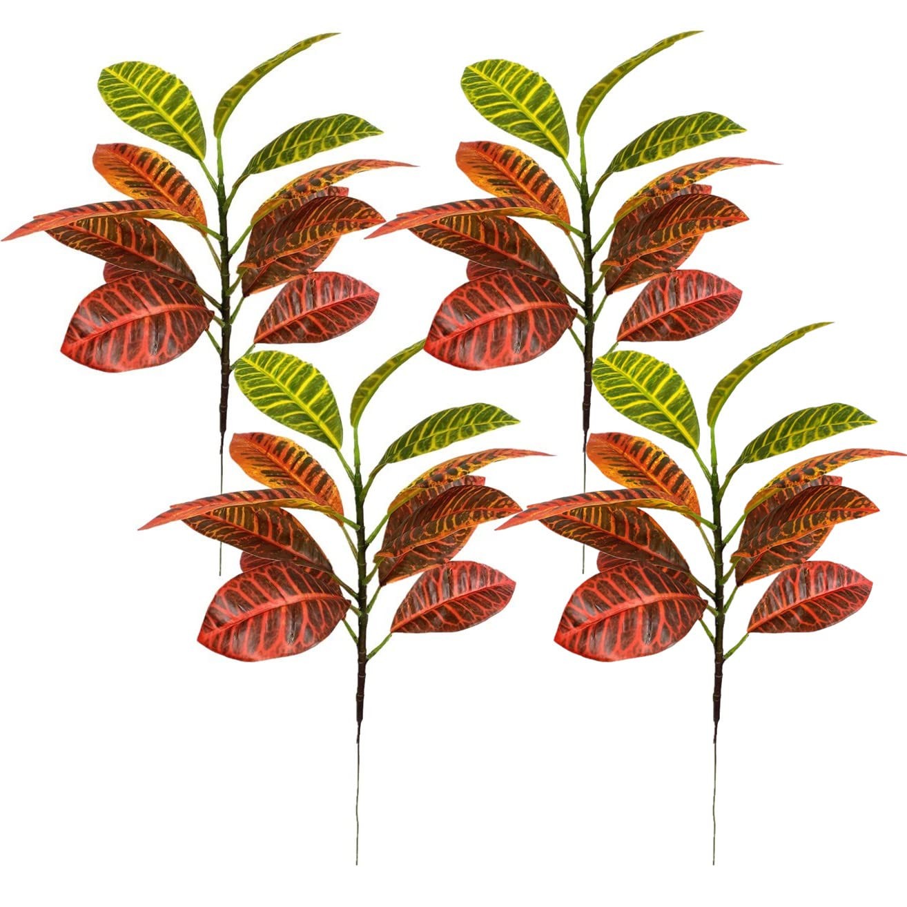 Magrowie Artificial Croton Plant Leaf Branches Lifelike Tropical Houseplant B…