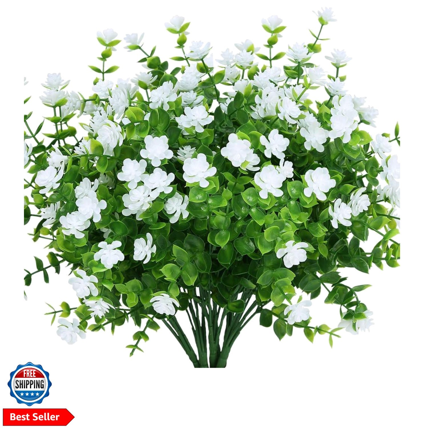 Artificial Flowers Fake Outdoor UV Resistant Boxwood Plants Shrubs 4 Pack, Fa…