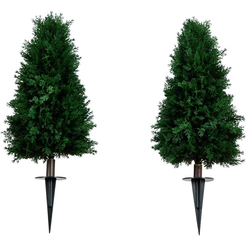 2.5ft.UV Resistant Artificial Cedar Plant Integrated Ground Stake Indoor/Outdoor