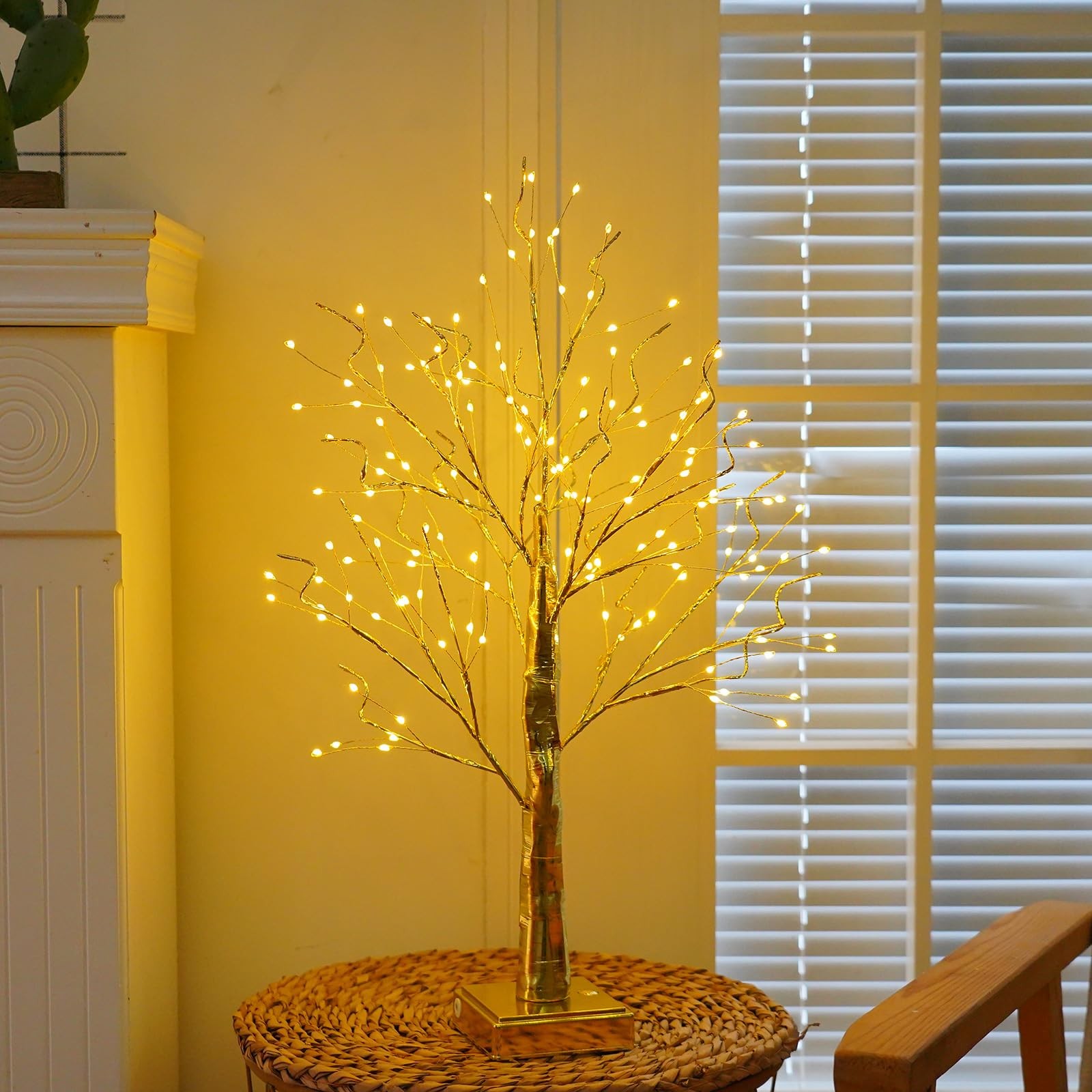 144 Artificial Tree Lamp with Timer, DIY Birch Tree with Lights, Lighted up T…