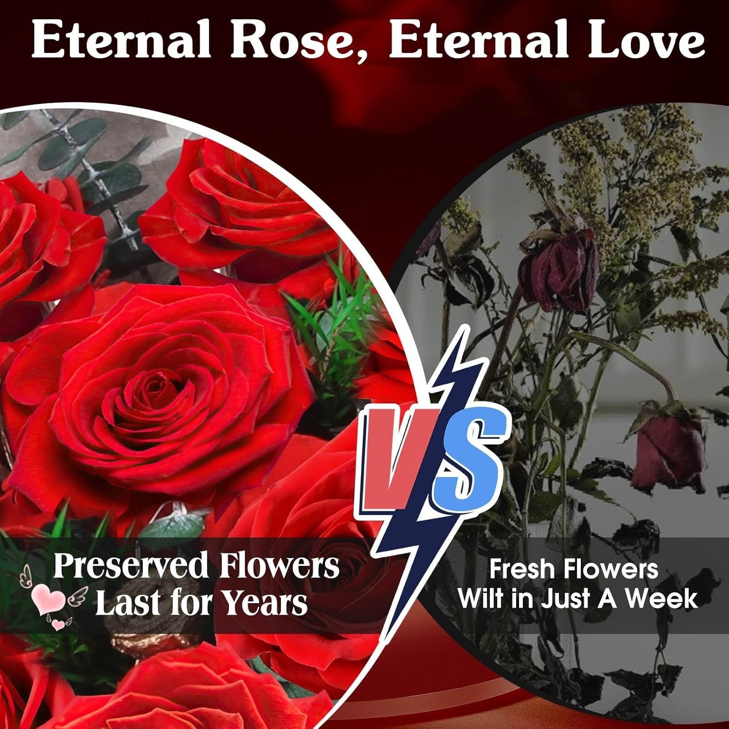 24 Preserved Red Roses Bouquet – Real Roses That Last 3+ , Romantic Anniversa…