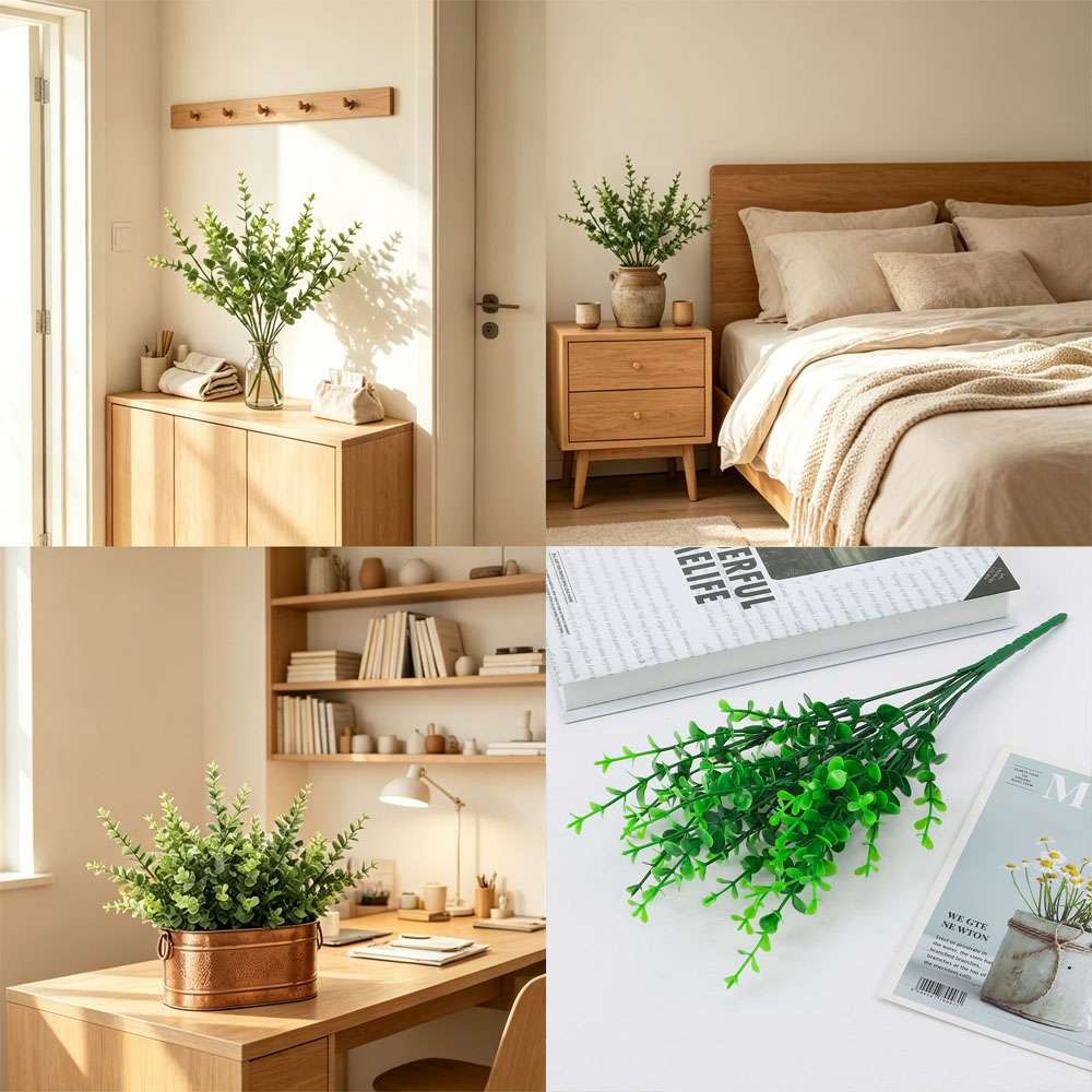 Artificial Eucalyptus Stems Fake Greenery Leaves Faux Plants Home Wedding Decor