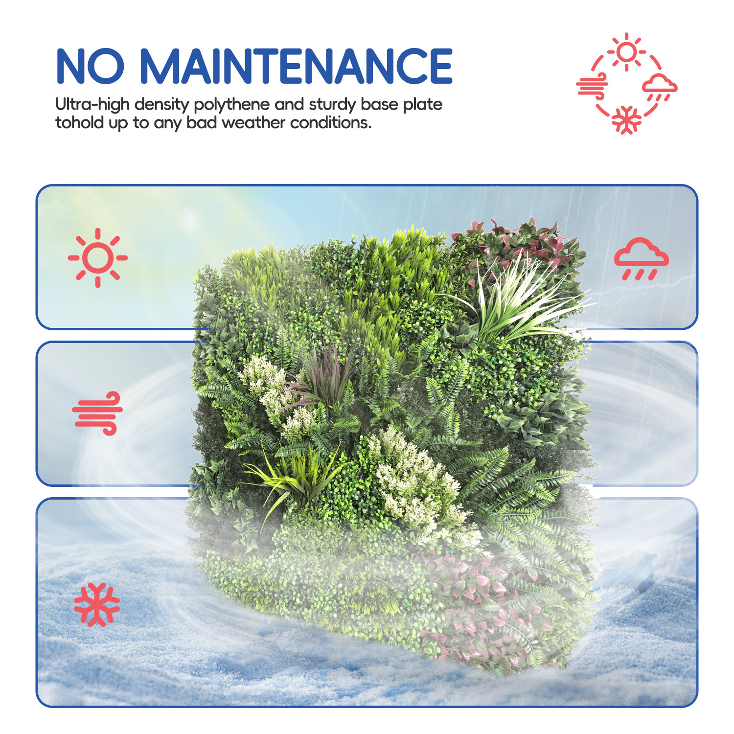 40″ x 40″ Artificial Plant Mat Mixed ABC Fence Panel Wall Hedge Decor 3-Pack #1