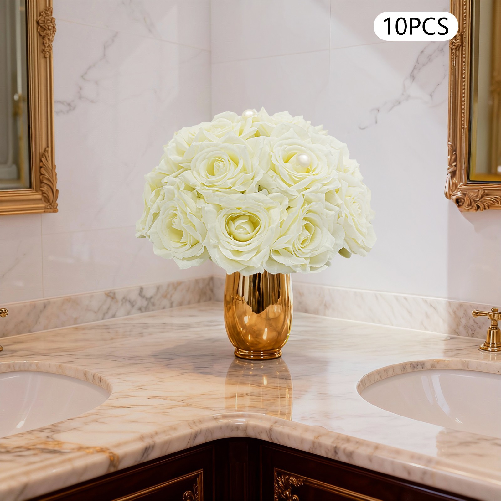 10 Pcs Handmade Bouquet Party Wedding Artificial Flower Balls Deco, Milky White