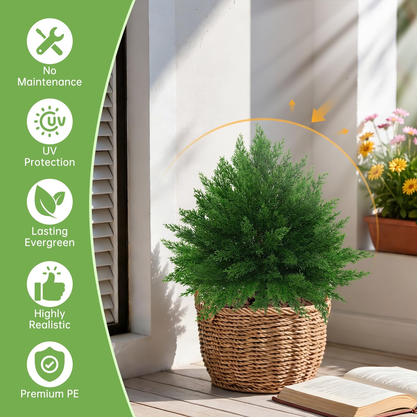 Artificial CedarTopiary Bushes for Outdoors with Spike, Set of 2 Cypress Topi…