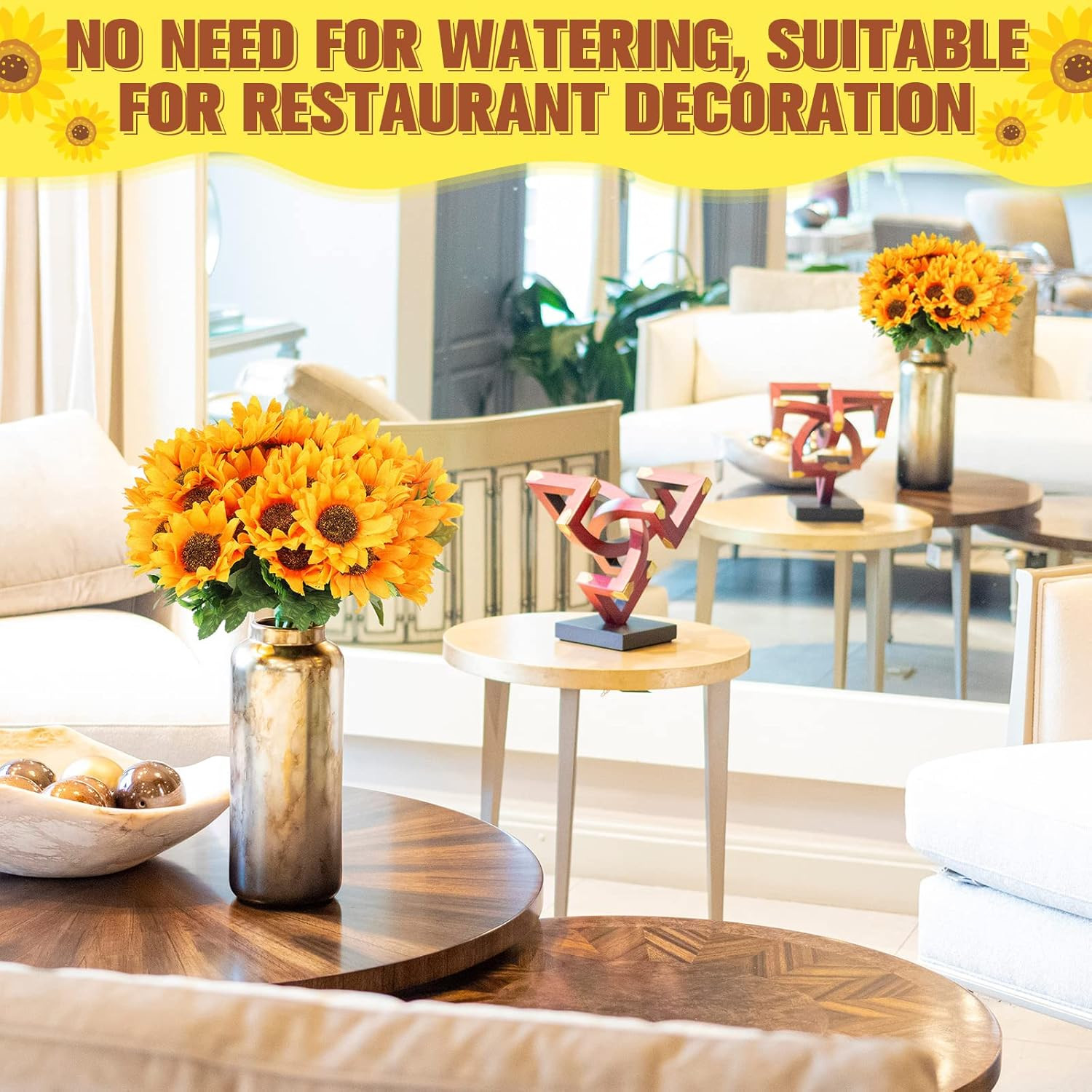 30 Bunches Artificial Sunflower Bouquets for Wedding & Home Decor, 11.8″ High