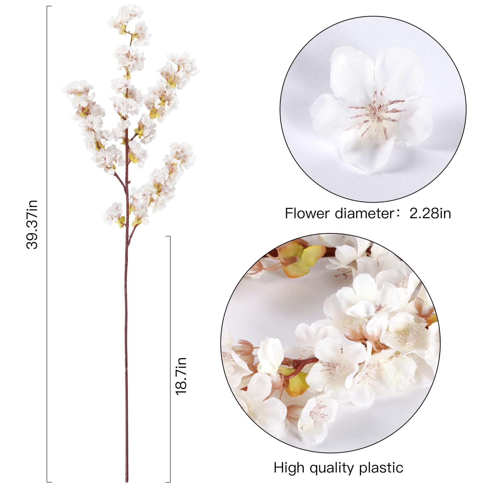 Artificial Cherry Blossom Branches Faux Cherry Flowers 39 Inch Peach Branches…