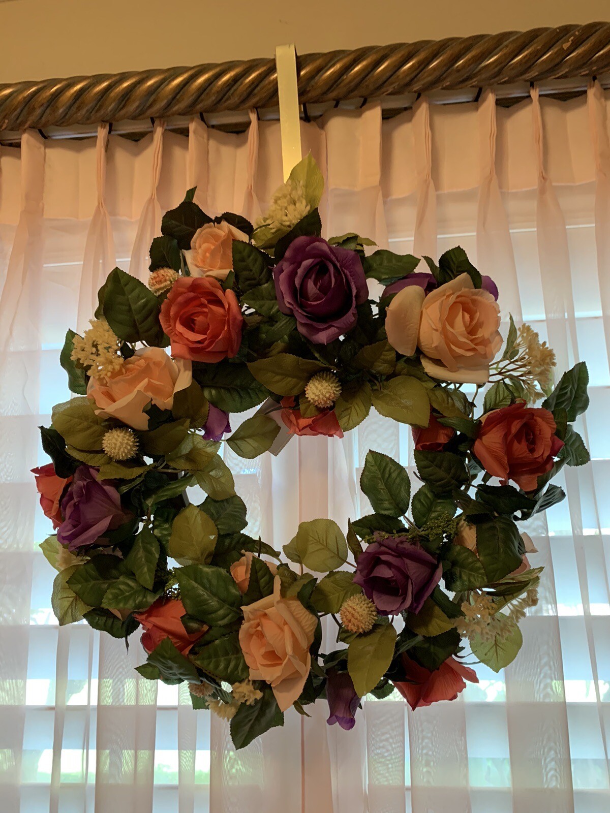 ❤️Large Door Wreath Pink Purple Lavender Roses Farmhouse Décor Wreath 17-18”