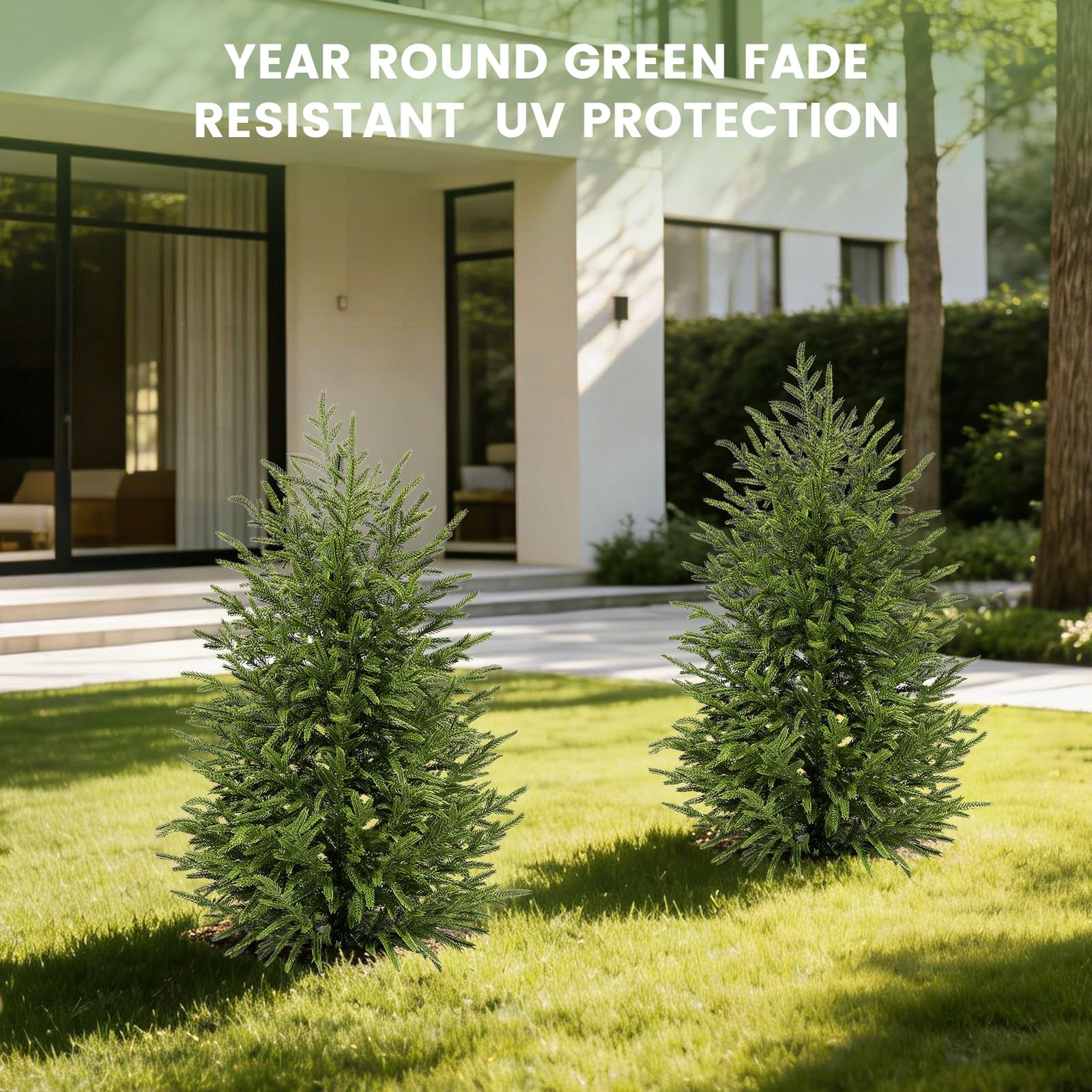 3ftArtificial Topiary Trees for Outdoor Front Porch Décor, Real Touch Norfolk…