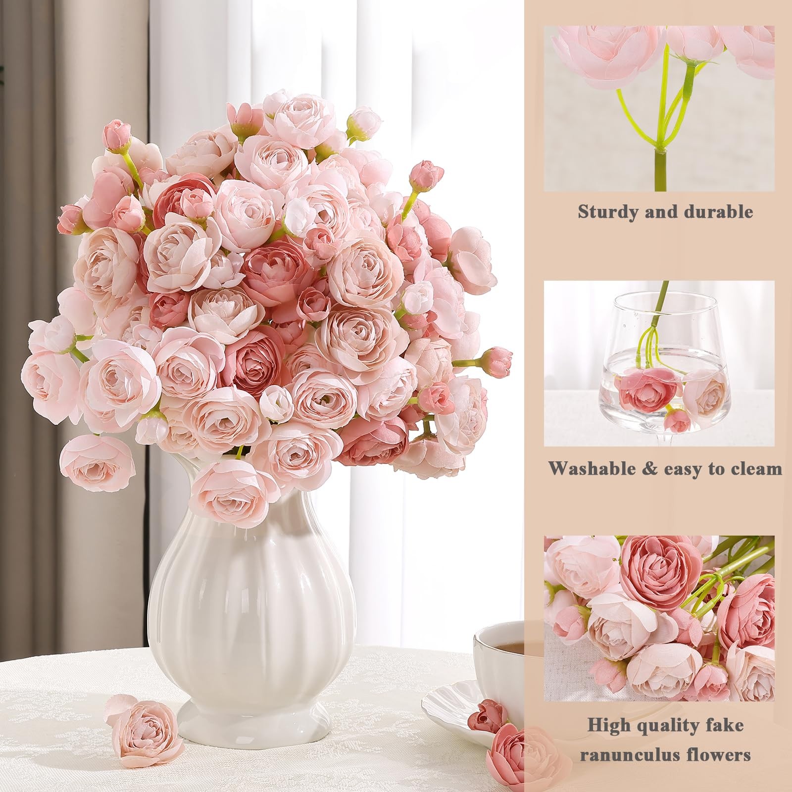 Ranunculus Artificial Flower, 20 Pcs Mini Ranunculus Bulk Flowers for DIY Bou…