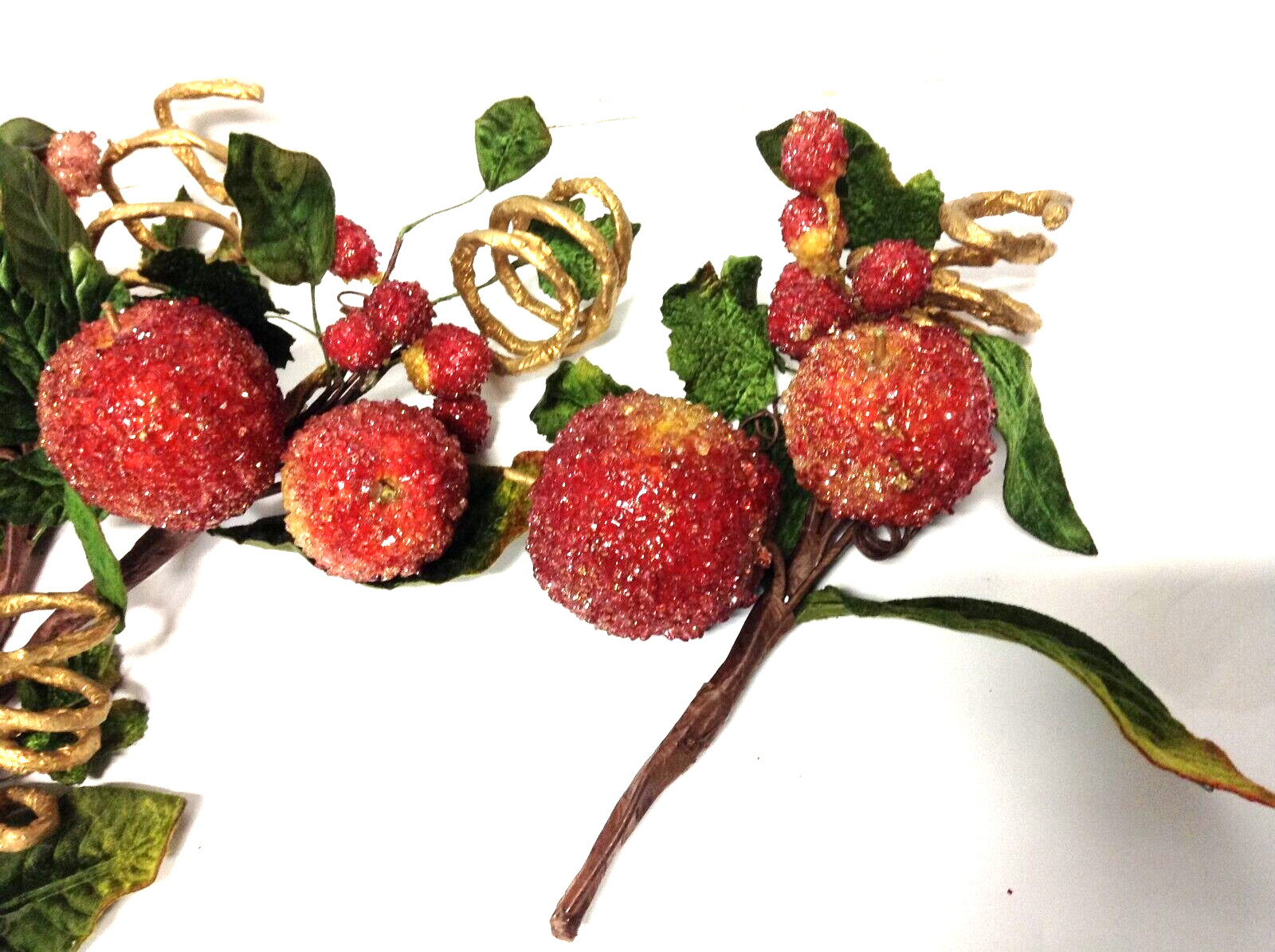 8 Frontgate Beaded Crystal Holiday Faux Fruit Picks Floral Tree Stems Apple Pear
