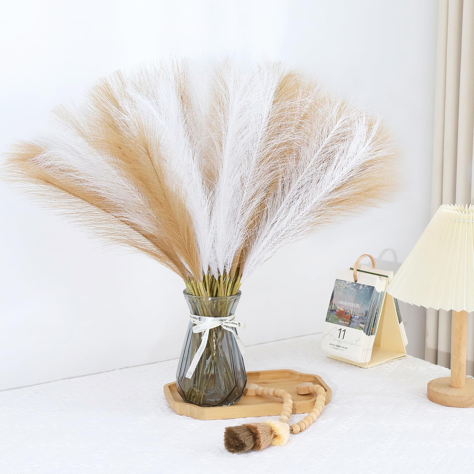 60 PCS 21.7 Inch Brown Faux Pampas Grass Artificial Dried Flowers Bulk Pack