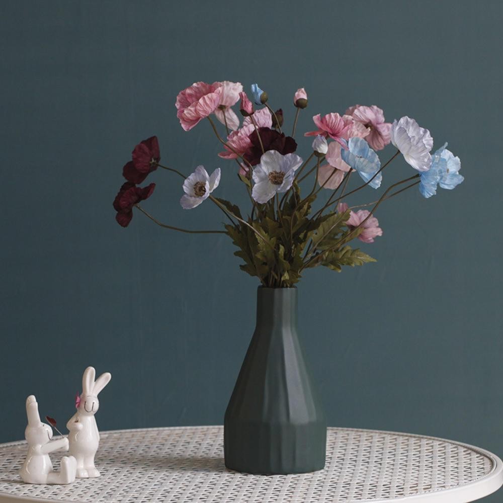 Artificial Silk Poppy Flowers Long Stem Wedding Party Home Decor Bouquet