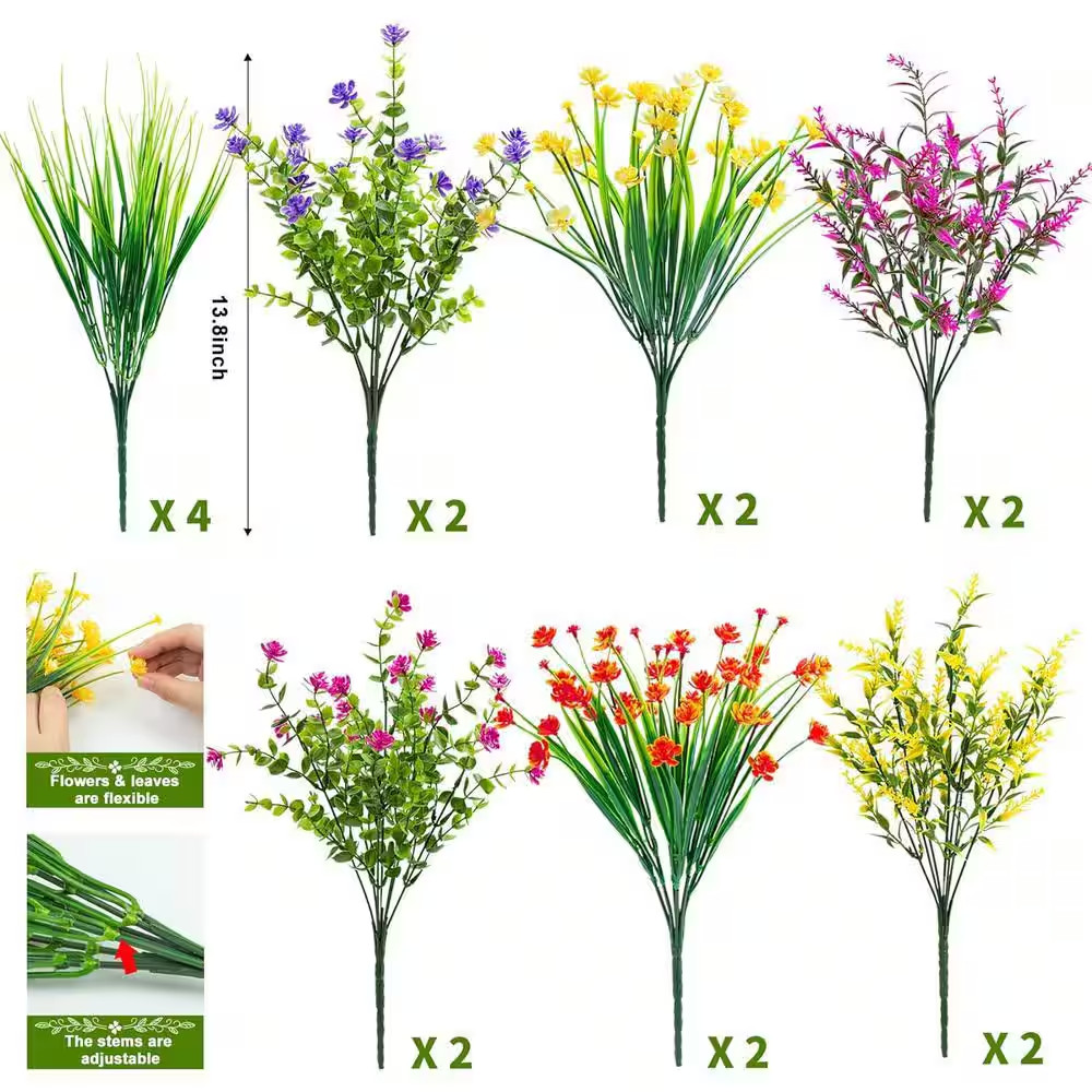 13.8 In. Multi Color Indoor/Outdoor 16-Bundles Artificial Flower Wheat Grass