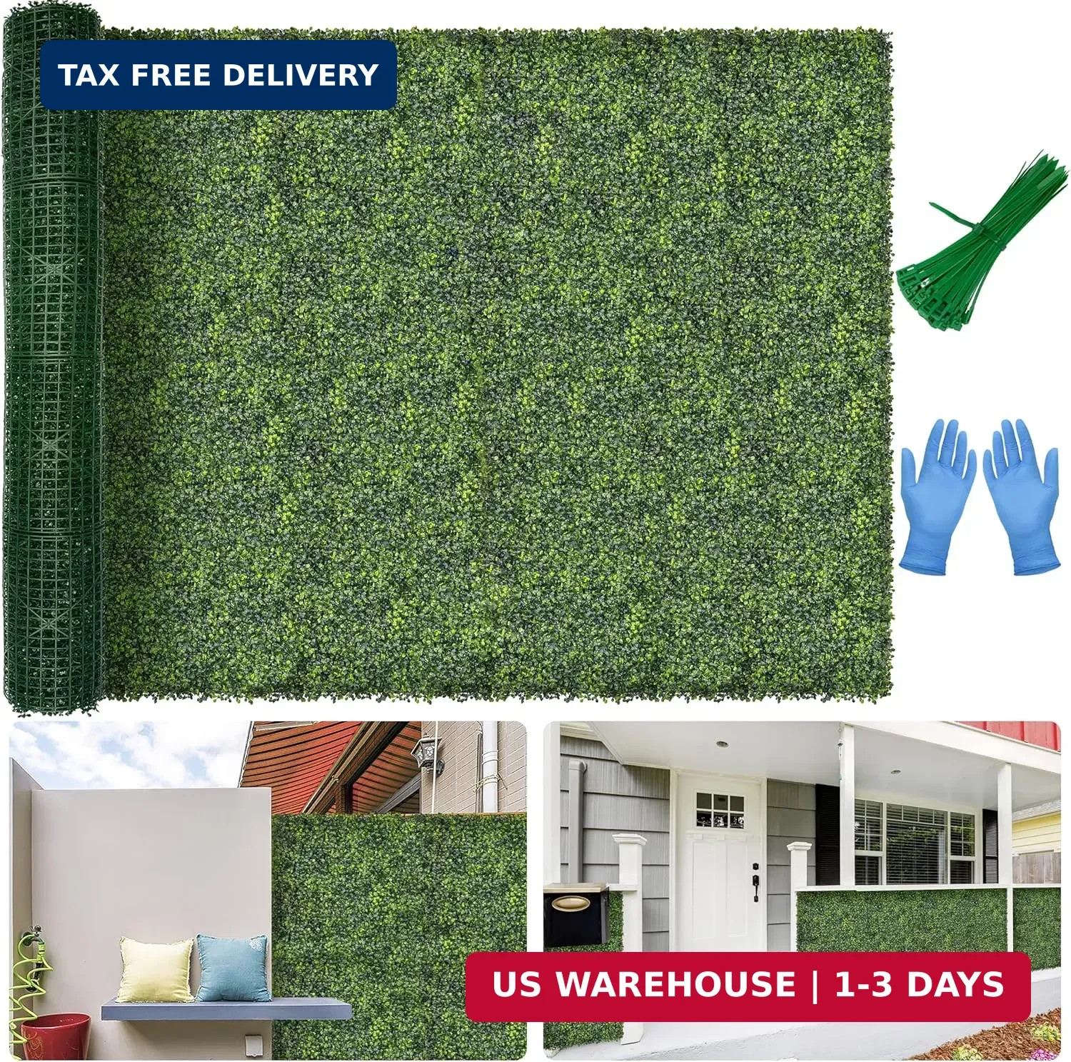 Artificial 72×144 in (72 Sqft) Boxwood Grass Wall Backdrop Roll | UV-Anti Faux G