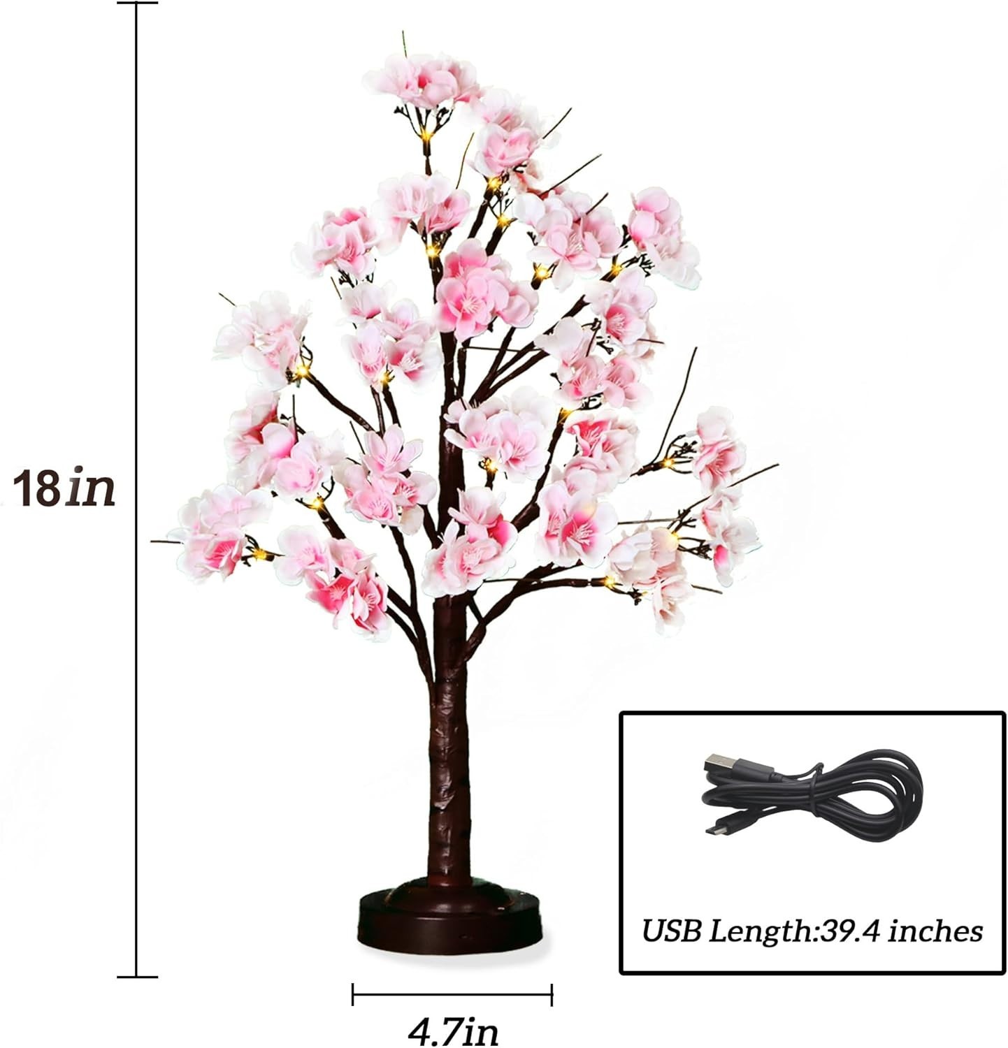 FUCHSUN 18 Inch Cherry Blossom Tree Lamp with LED Light, Lighted Artificial T…